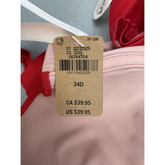 PINK Victoria's Secret Reversible Front Close Bra Lined Red 34D - Picture 5 of 10